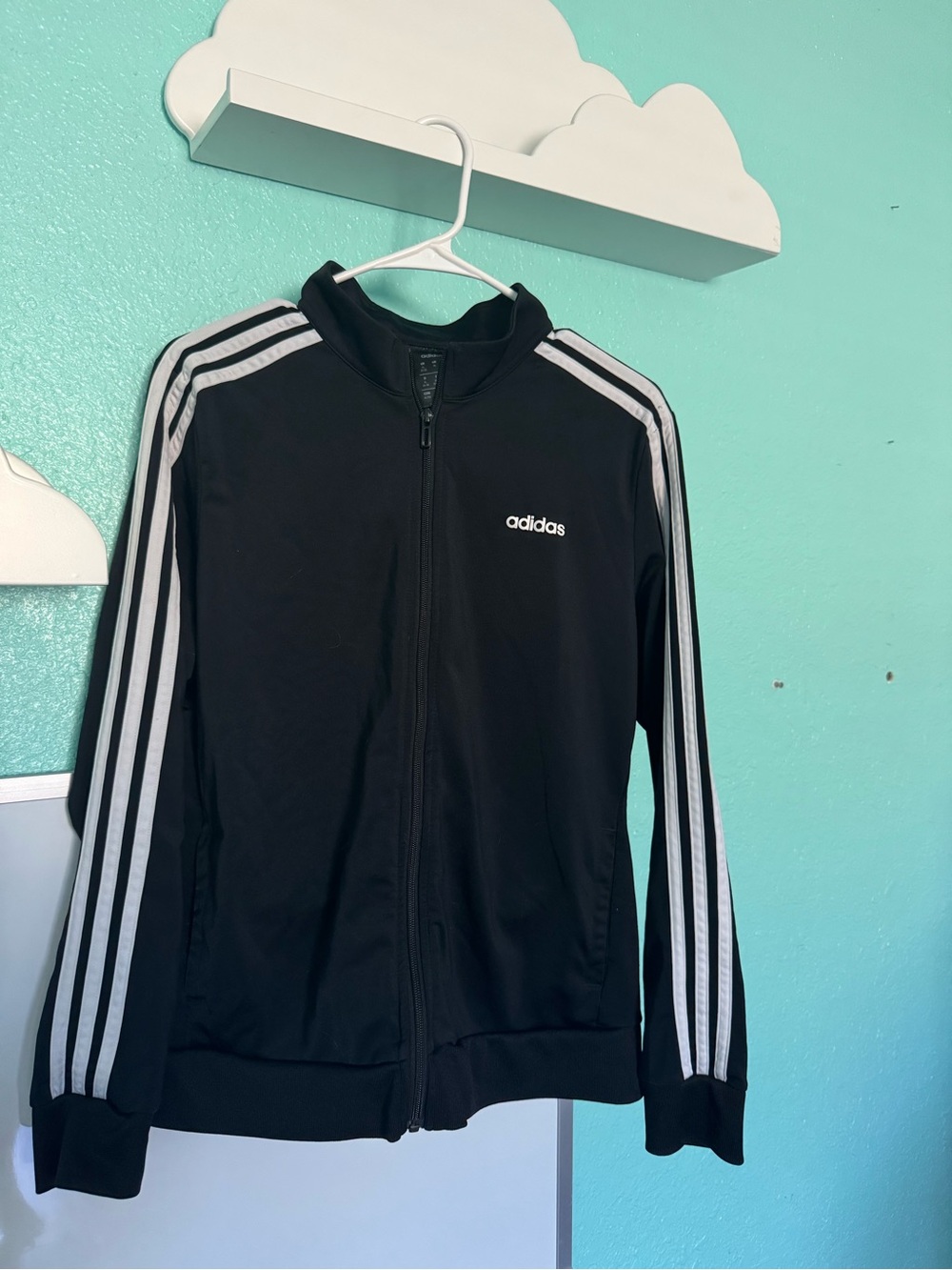 adidas kids youth Black Track Jacket with White Stripes